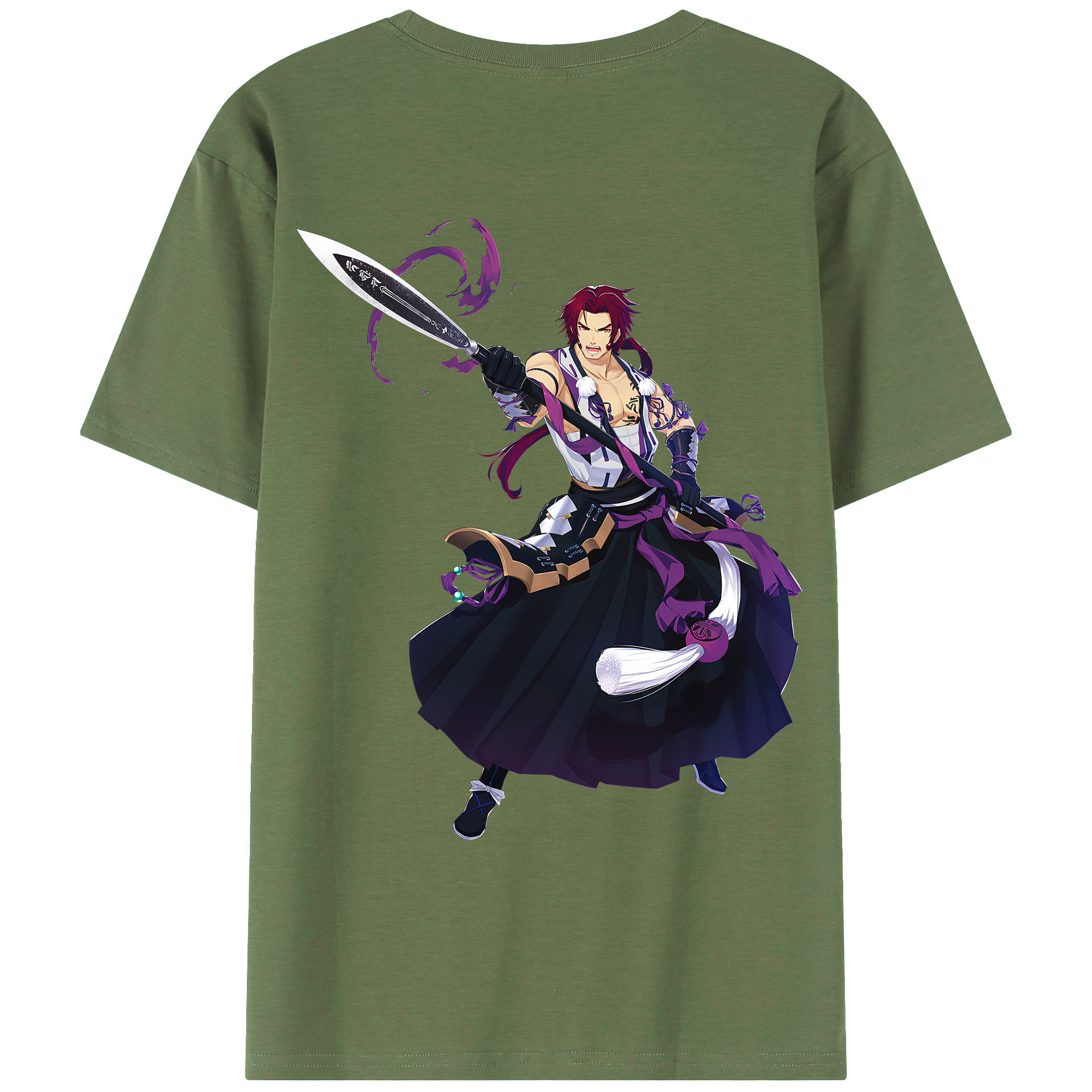 （画像用） 刀剣乱舞 Touken Ranbu 綿100％ メンズ半袖Tシャツ（バックプリント） 通気性